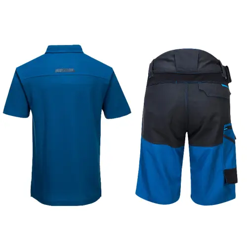 Ubranie Robocze koszulka polo+szorty WX3 PORTWEST (T720, T710) szare/niebieskie